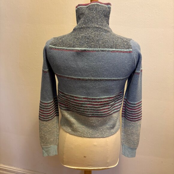 NWT Marc Jacobs Tattoo mock neck sweater in engineered stripe blue combo - Picture 6 of 13